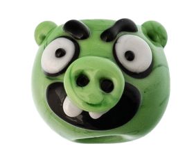 Бусина Angry bird, зеленая, стекло