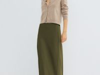 Юбка А-силуэта из сатина, Зеленый