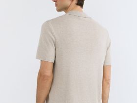 Вязаное поло с коротким рукавом, Бежевый