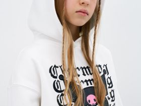 Худи с принтом для девочек, Белый