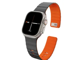 Ремешок WiWU Mag Secur для Apple Watch 44/45/46/49mm магнитная застежка/силикон (Wi-WB301) (черный/оранжевый)