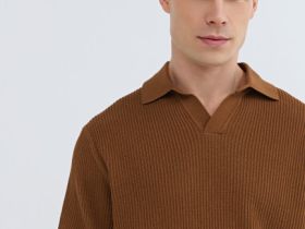 Поло из текстурной ткани, Желтый