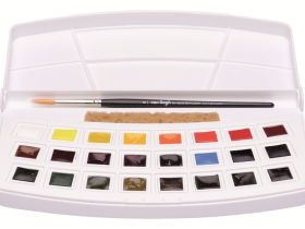 Набор акварели Talens "Van Gogh" 24 кюветы + кисть, пластиковая коробка