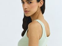 Базовая майка в рубчик, Зеленый