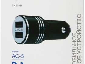 Автомобильное зарядное устройство Red Line AC-5 USB/USB 10 Вт Чёрное