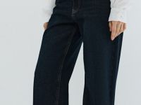 Широкие джинсы Wide leg с высокой посадкой, Синий