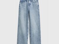 Прямые джинсы с высокой посадкой, Голубой
