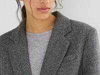 Однобортный жакет с тонким поясом, Серый