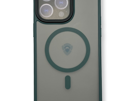 Чехол-накладка Dfansdesign Magsafe Case для Apple iPhone 14 Pro Max пластиковый прозрачно-черный (зеленая рамка)