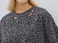 Футболка с леопардовым принтом и эффектом стирки, Серый