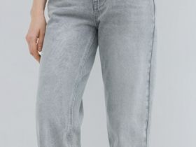Прямые джинсы с высокой посадкой, Серый