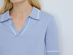 Джемпер-поло с коротким рукавом, Голубой