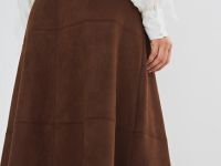 Юбка А-силуэта из замши, Оранжевый