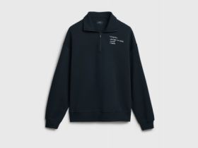 Толстовка с воротником-стойкой на молнии, Черный