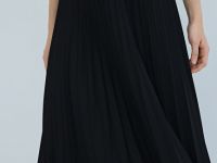 Плиссированная юбка миди A-силуэта, Черный