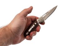 Складной нож Витязь B5298D, сталь дамаск, рукоять дерево, художественное травление