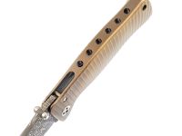 Нож складной LionSteel SR1DI G, сталь дамаск, рукоять титан