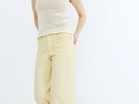 Широкие джинсы из плотного денима, Желтый
