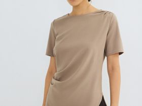 Футболка с драпировкой, Коричневый