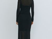 Вязаное платье с вырезом лодочкой, Черный