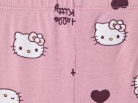 Розовые легинсы клёш в рубчик с принтом Hello Kitty для девочки Глория Джинс