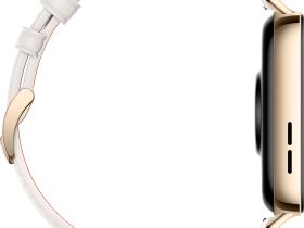 Умные часы HUAWEI Watch Fit 3 Золотистые, с белым кожаным ремешком