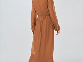 Платье с воланами и завязками, Оранжевый