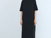 Платье-футболка с разрезом, Черный