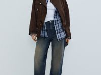 Короткая куртка-косуха из искусственной замши, Коричневый