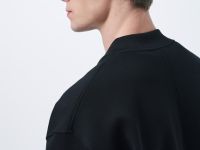 Бомбер на молнии из ткани интерлок, Черный