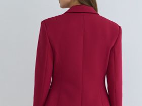 Однобортный приталенный жакет, Красный