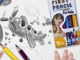 Набор чернографитных карандашей Acmeliae Acmeliae "First Pencil" 2B, утолщенный укороченный, 4 цвета корпус