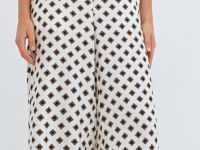 Прямые брюки с принтом, Белый