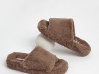 Тапочки с искусственным мехом, Бежевый