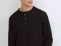 Лонгслив пижамный из текстурной ткани, Синий