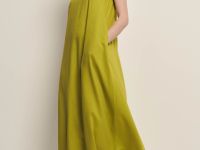 Платье миди льняное с округлым вырезом