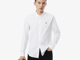 Мужская хлопковая рубашка Lacoste приталенного кроя