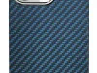 Чехол-накладка Kzdoo Keivlar Case для iPhone 14 карбоновый (черно-синий в полоску)