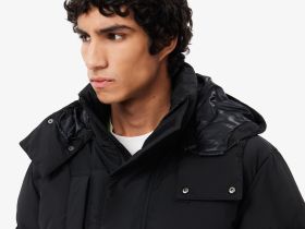 Мужской водонепронецаемый пуховик Lacoste с капюшоном