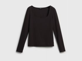 Лонгслив с квадратным вырезом, Черный