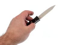 Складной автоматический нож Reptilian Шик-01, сталь VG-10, рукоять алюминий, черный