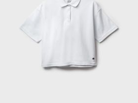 Джемпер трикотажный с воротником поло для девочек