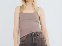 Базовый топ из микрофибры, Коричневый