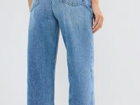 Широкие джинсы с высокой посадкой, Голубой