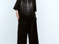 Футболка с декором из навесных цепочек, Черный