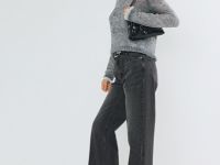 Широкие джинсы со средней посадкой, Серый