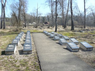 Воинское кладбище, на котором захоронено 26 советских воинов, умерших от ран в госпиталях в годы Великой Отечественной войны (Установлены надгробные плиты и обелиск)