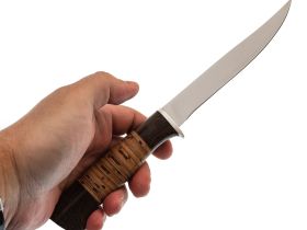 Нож Пескарь, сталь 65х13, рукоять береста/венге