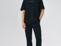 Футболка с принтом и патчем, Черный