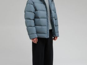 Пуховик с воротником-стойкой и капюшоном